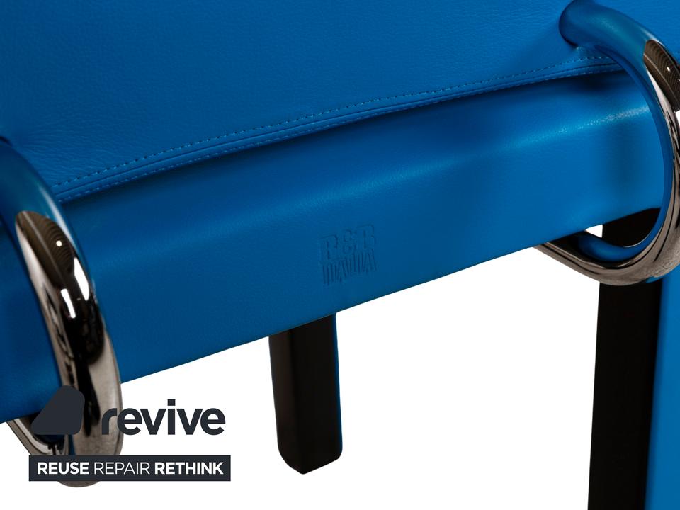 4er Garnitur B&B Italia Arcadia Leder Stuhl Blau Schwarz – Bild 7