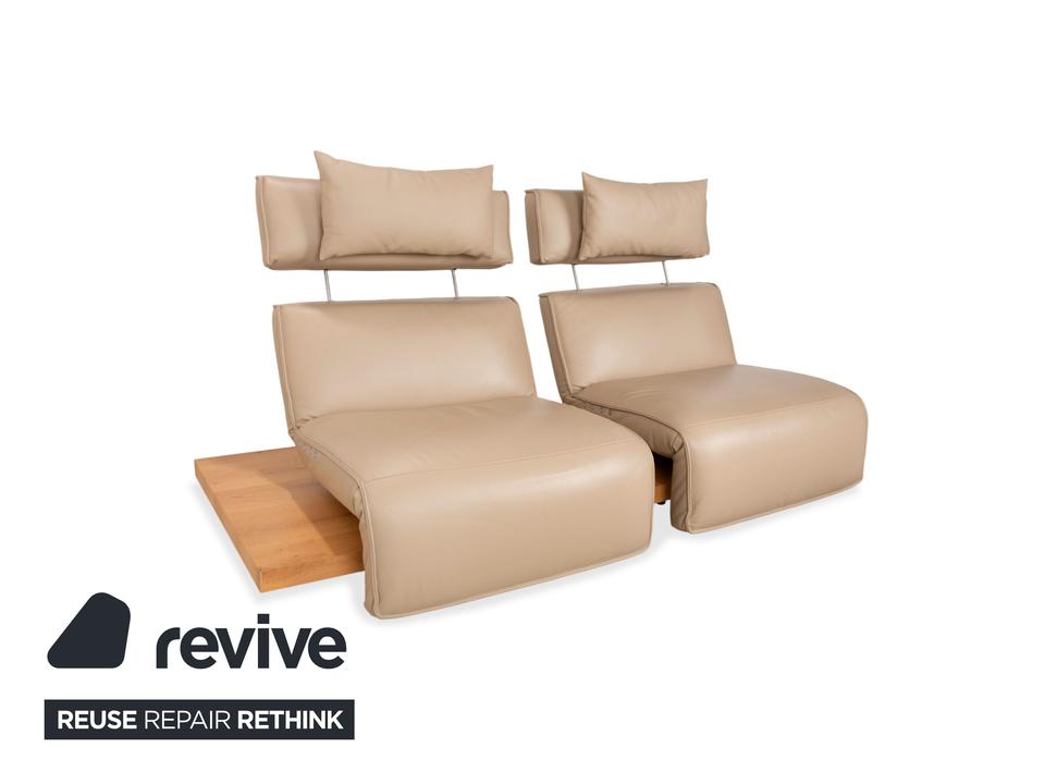 Koinor Free Motion Etino 2 Leder Holz Zweisitzer Beige – Bild 4