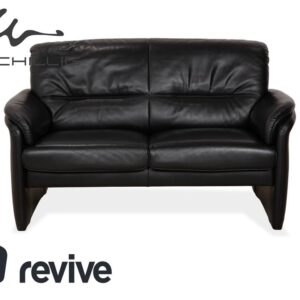 Willi Schillig Leder Zweisitzer Schwarz Sofa Couch