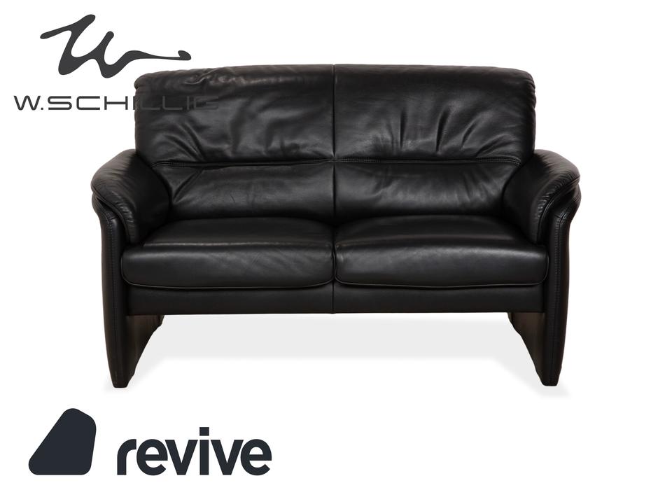 Willi Schillig Leder Zweisitzer Schwarz Sofa Couch