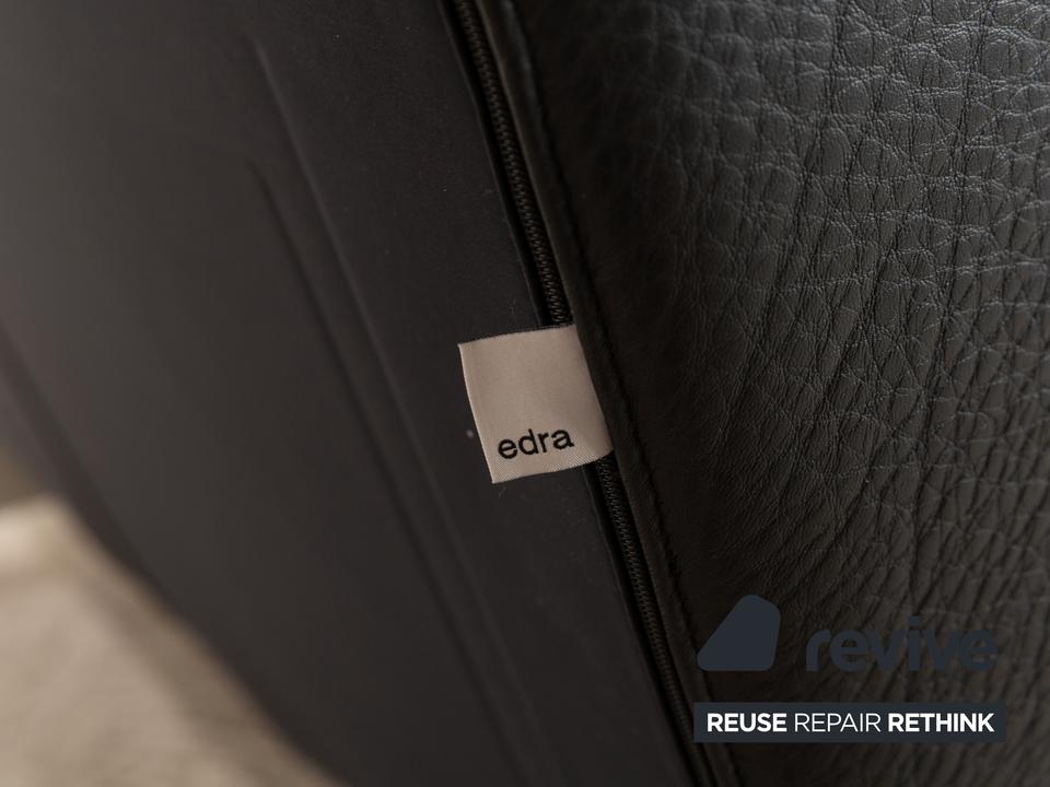 Edra Damier Leder Zweisitzer Schwarz manuelle Funktion Sofa Couch – Bild 7