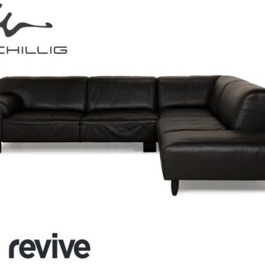 Willi Schillig Alessiio Leder Ecksofa Schwarz Recamiere rechts