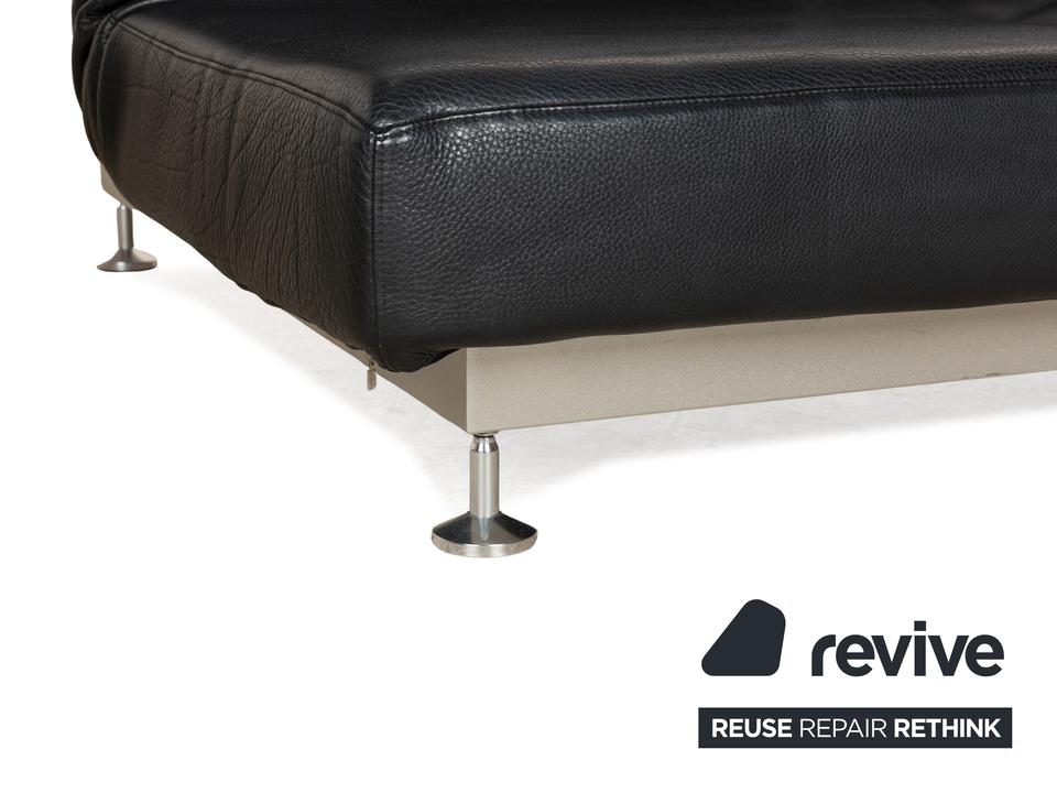 Edra Damier Leder Zweisitzer Schwarz manuelle Funktion Sofa Couch – Bild 4