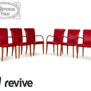 6er Garnitur Poltrona Frau Vittoria Leder Stuhl Rot inkl.