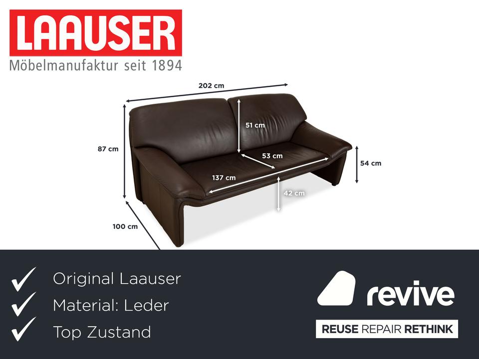 Laauser Atlanta Leder Zweisitzer Braun Sofa Couch – Bild 2