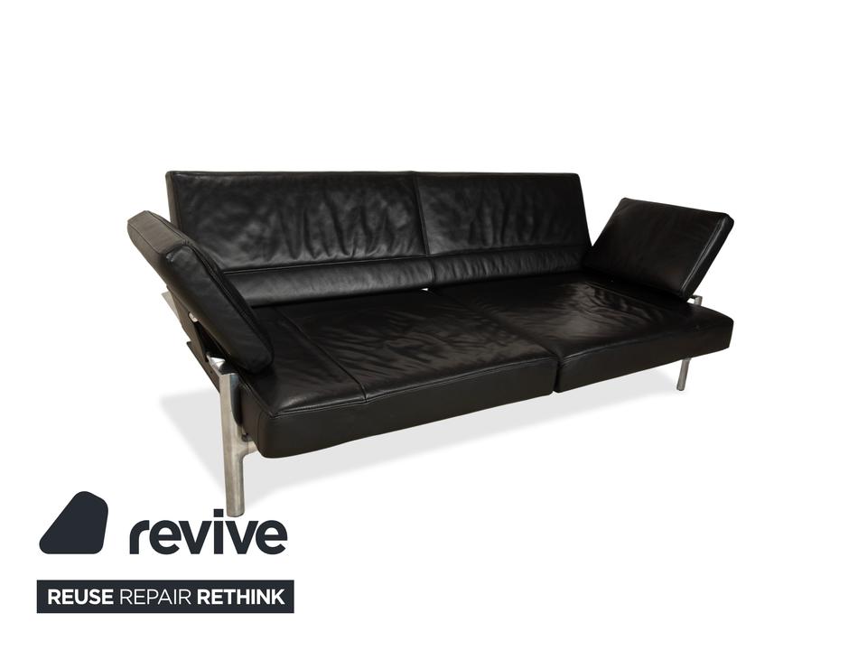 Jori Leder Zweisitzer Sessel Schwarz Sofa Couch manuelle Funktion – Bild 6