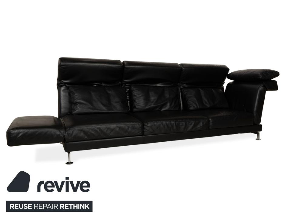 Brühl Moule Leder Dreisitzer Schwarz manuelle Funktion Sofa Couch – Bild 4