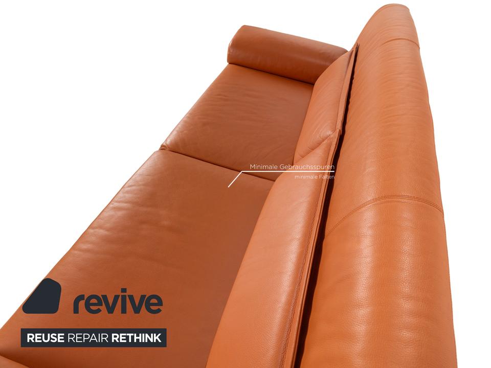 Cor Leder Dreisitzer Orange Sofa Couch – Bild 5