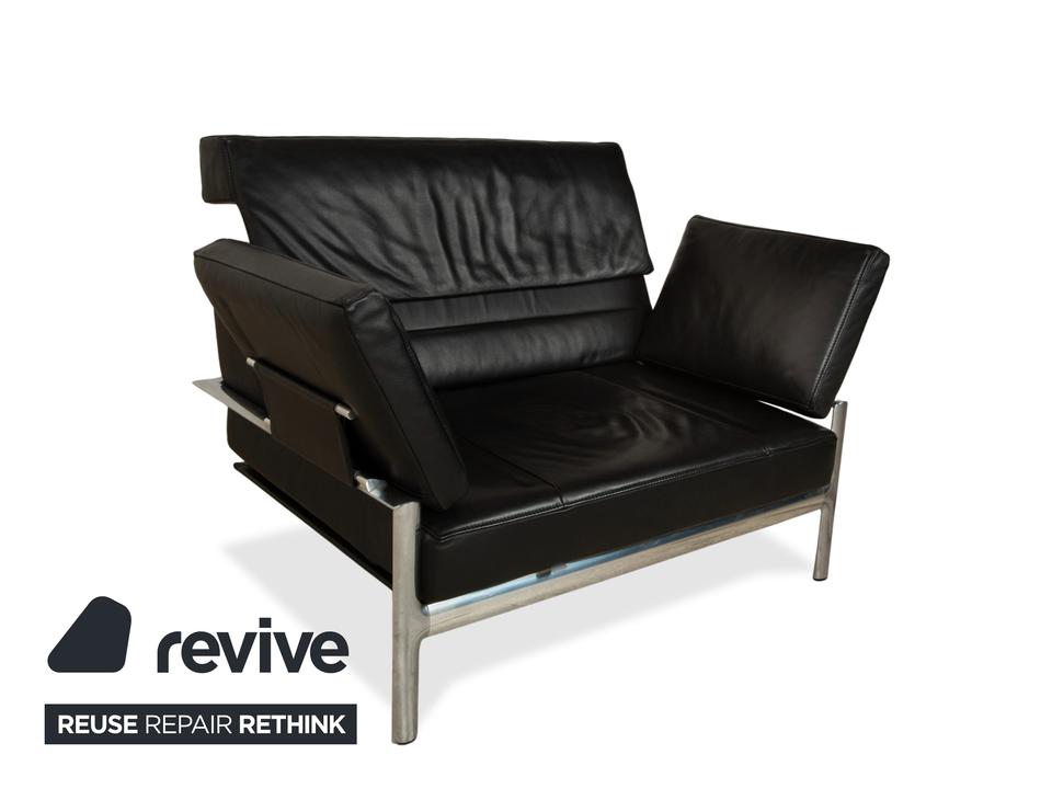 Jori Leder Zweisitzer Sessel Schwarz Sofa Couch manuelle Funktion – Bild 9