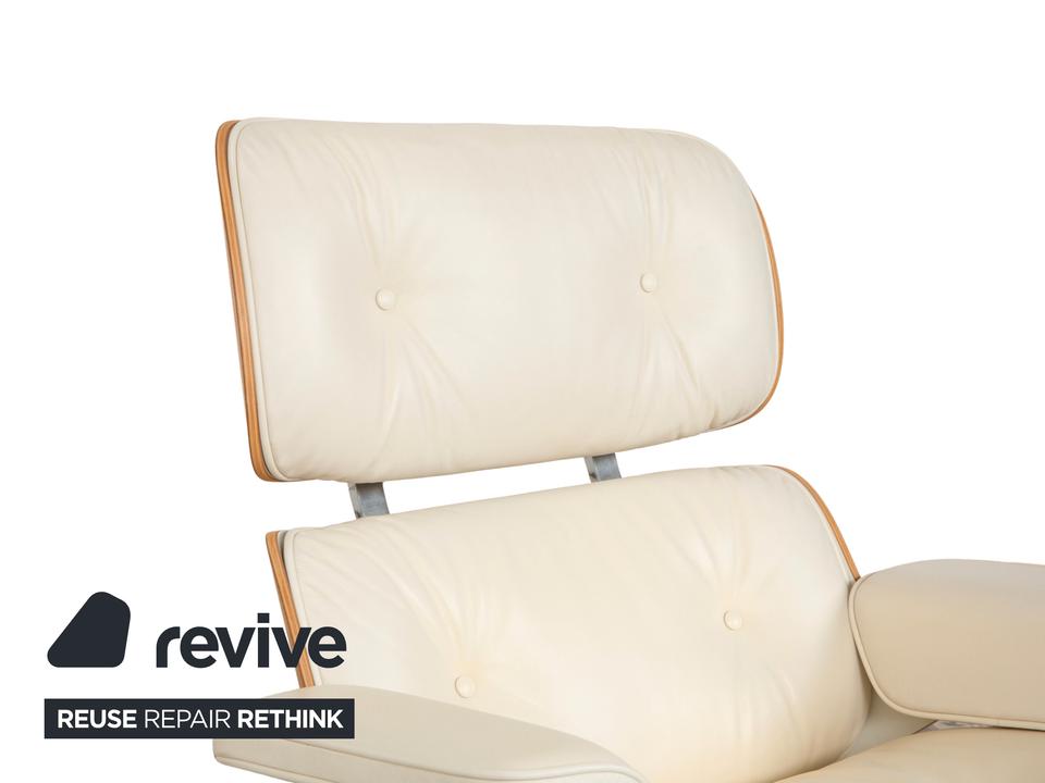 Vitra Eames Lounge Chair Leder Holz Sessel Creme Weiß Braun – Bild 6