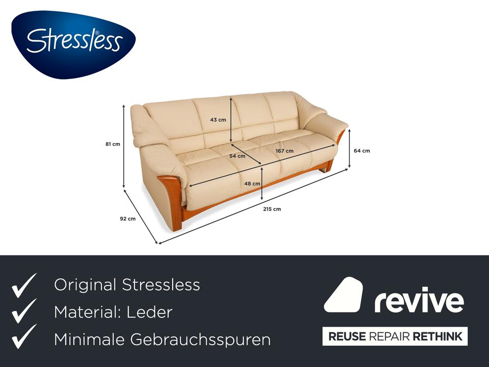 Stressless Oslo Leder Viersitzer Creme Sofa Couch – Bild 2