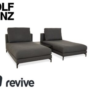 Rolf Benz Nuvola Stoff 2x Liege mit Couchtisch Grau Anthrazit