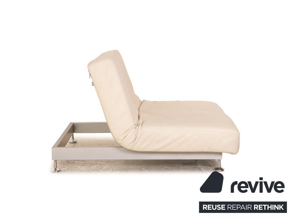 Edra Damier Leder Zweisitzer Creme Sofa Couch manuelle Funktion – Bild 12