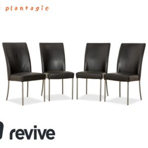 4er Garnitur bert plantagie Leder Stuhl Schwarz