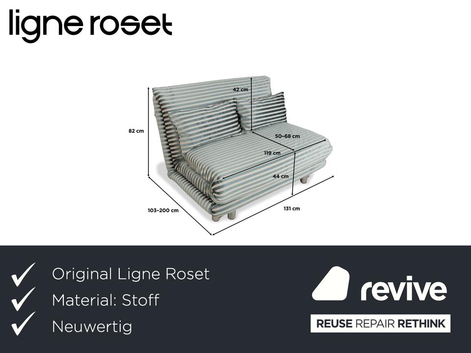 Ligne Roset Multy Zweisitzer Stoff Grün Silber gestreift ✨ – Bild 2