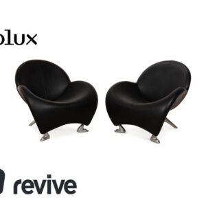 Leolux Papageno Leder Sessel Garnitur Schwarz ✨