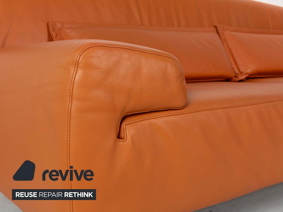 Cor Leder Dreisitzer Orange Sofa Couch – Bild 3