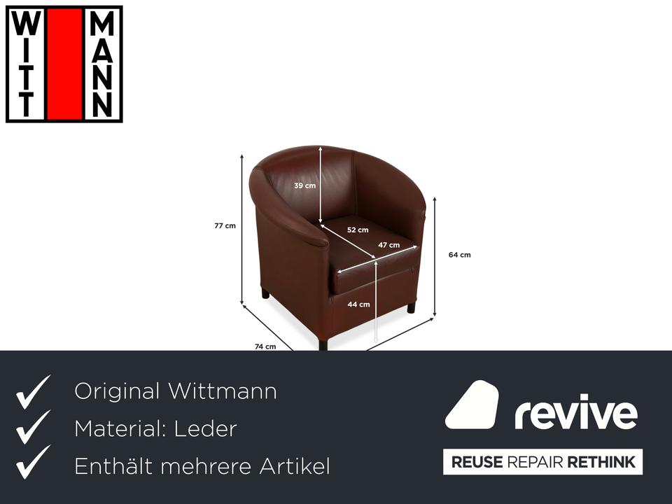 Wittmann Aura XL Leder 2x Sessel Braun Rot – Bild 3