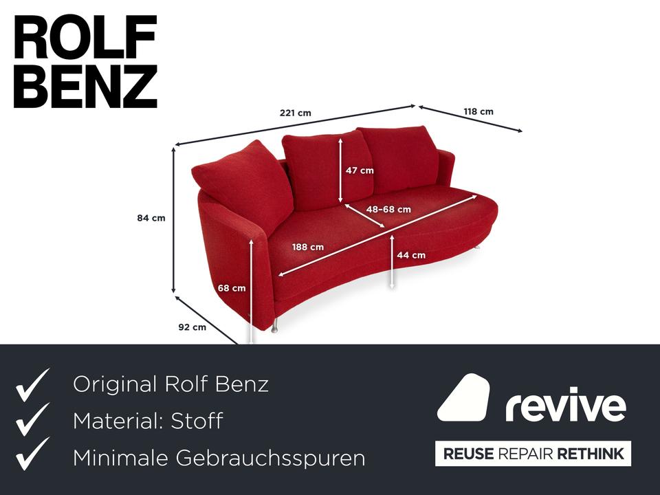 Rolf Benz 2500 Stoff Dreisitzer Rot Sofa Couch – Bild 2