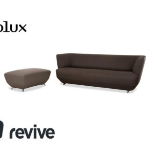 Leolux Daja Stoff Dreisitzer Grau Leder Sofa Couch