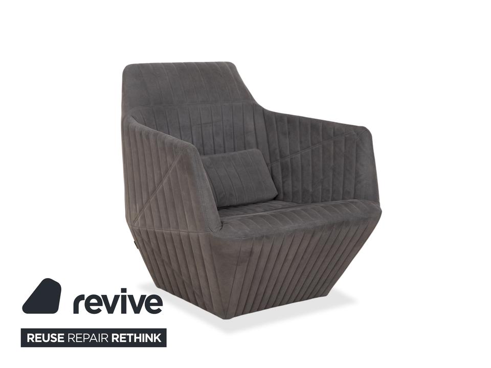 ligne roset Facett Stoff Sessel Hocker Grau – Bild 16