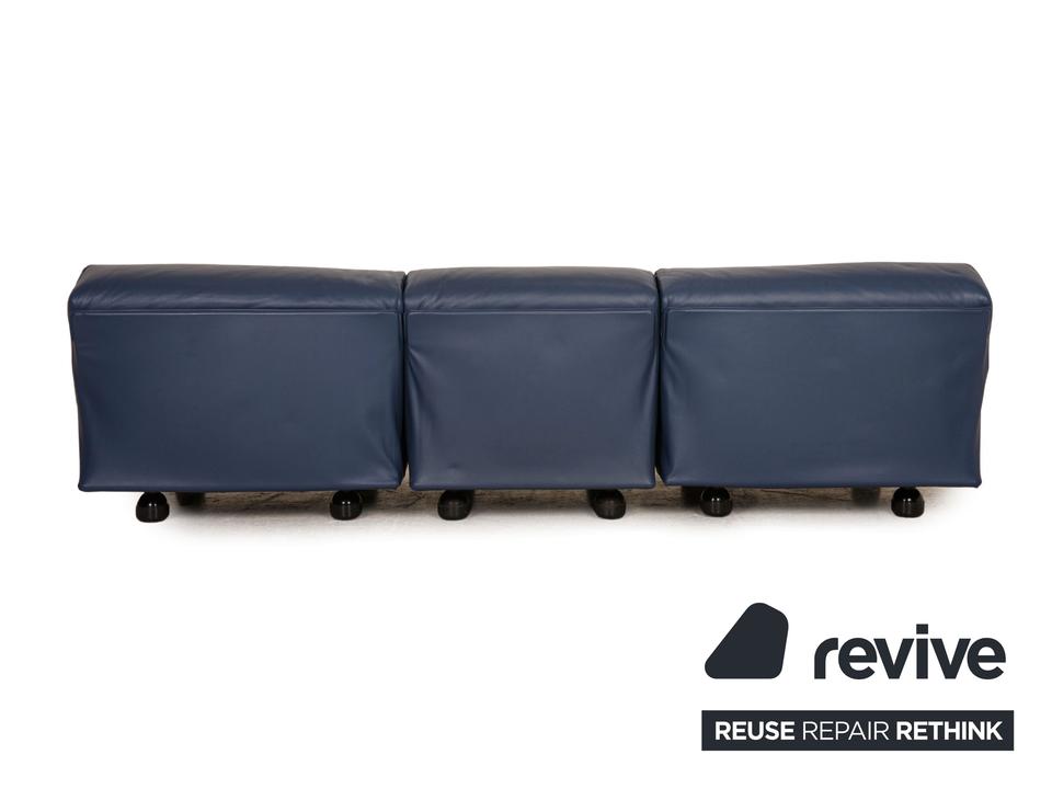 Cassina Fiandra Leder Dreisitzer Blau Sofa Couch – Bild 8