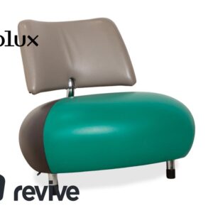 Leolux Pallone Leder Sessel Grün Dunkelgrau Taupe