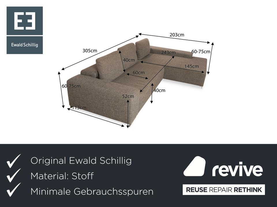 Ewald Schillig Topas Stoff Ecksofa Grau Recamiere Rechts Sofa – Bild 2