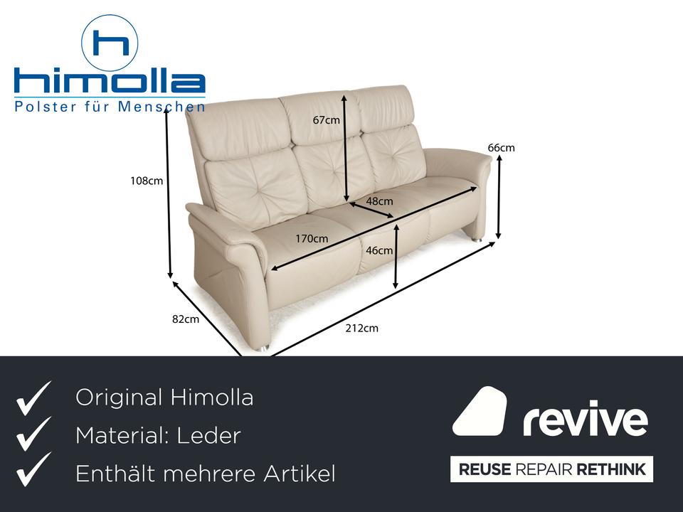 Himolla Cumuly Leder Sofa Garnitur Beige Hellgrau Dreisitzer – Bild 2