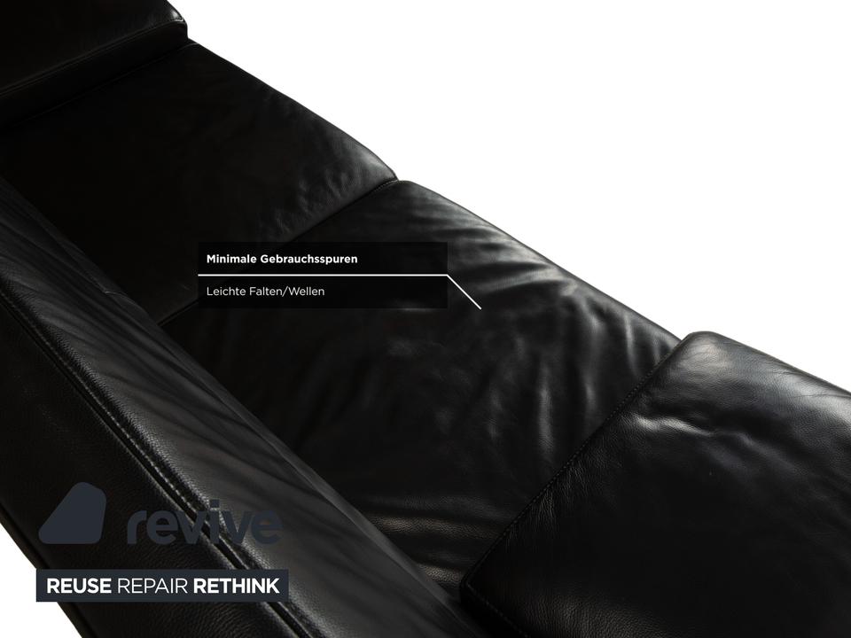 Jori Leder Zweisitzer Sessel Schwarz Sofa Couch manuelle Funktion – Bild 13