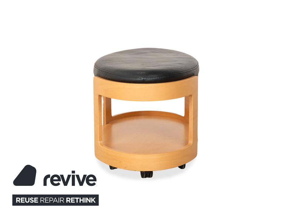 Stressless Arion Holz Leder Hocker Couchtisch Schwarz Rollen – Bild 11