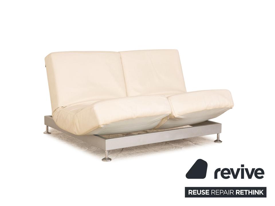 Edra Damier Leder Zweisitzer Creme Sofa Couch manuelle Funktion – Bild 3