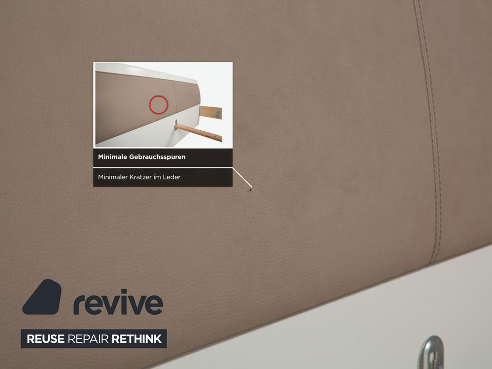 Musterring Holz Leder Bett Beige – Bild 7