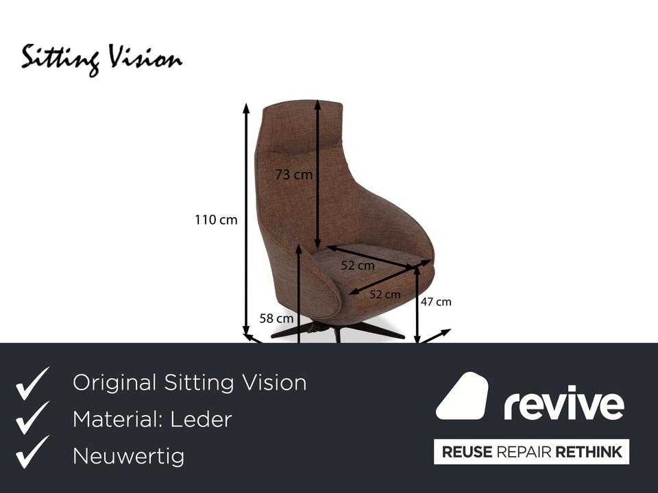 Sitting Vision MV 248 Stoff Sessel Beige Braun inkl. Hocker – Bild 2