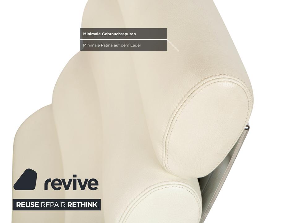 2x Cor Sinus Leder Sessel Freischwinger Creme Weiß inkl. Hocker – Bild 10