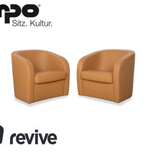Erpo Leder Sessel Garnitur Braun Beige Cognac Vintage