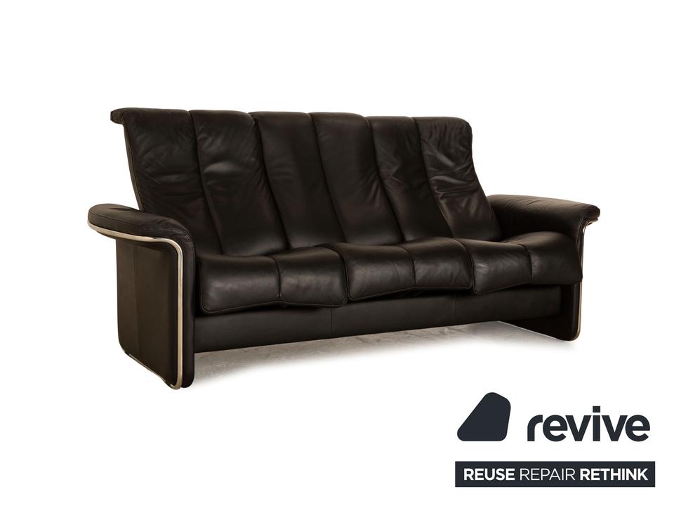 Stressless Soul Leder Dreisitzer Schwarz Sofa Couch manuelle – Bild 3
