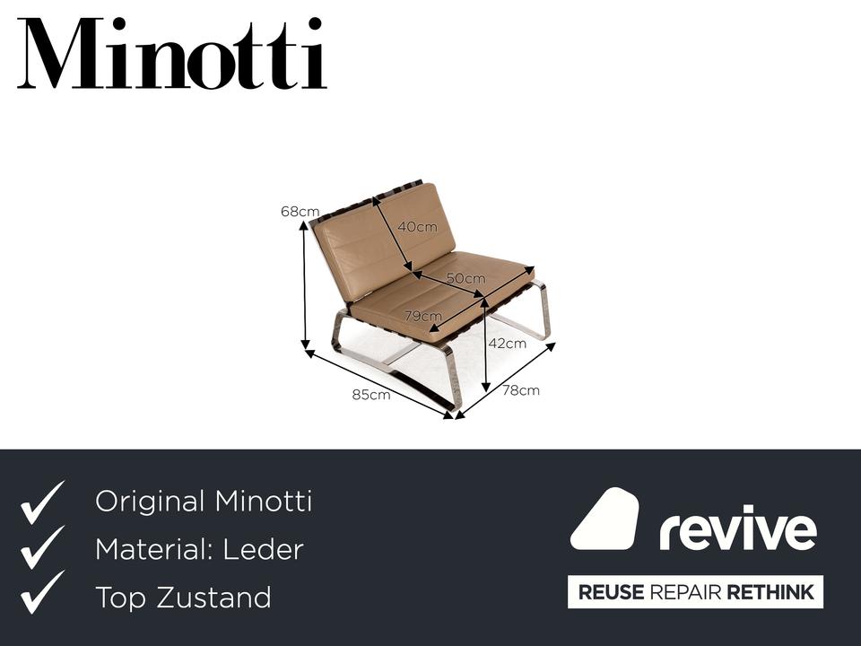 Minotti Delaunay Leder Sessel Beige Vintage – Bild 2