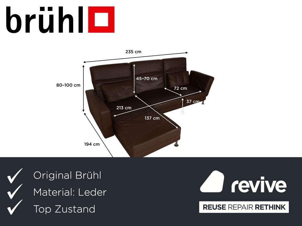 Brühl Moule Leder Ecksofa Braun Récamière links Sofa Couch