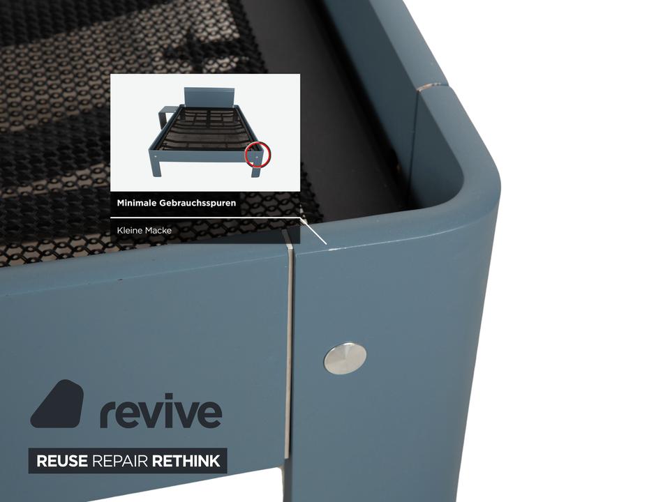 Auping Auronde 1500 Holz Bett Blau Grau Beistelltisch – Bild 9