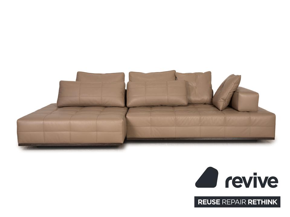 Minotti Lawrence Clan Leder Sofa Beige Ecksofa Couch – Bild 5