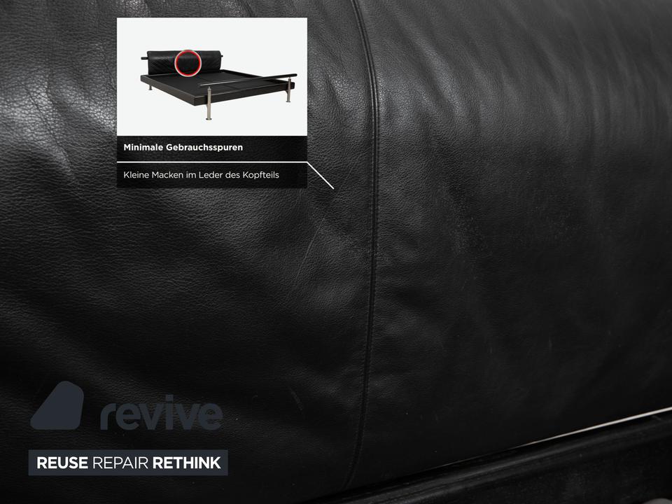 Möller Design Leder Holz Bett Schwarz Silber 200x200 – Bild 9