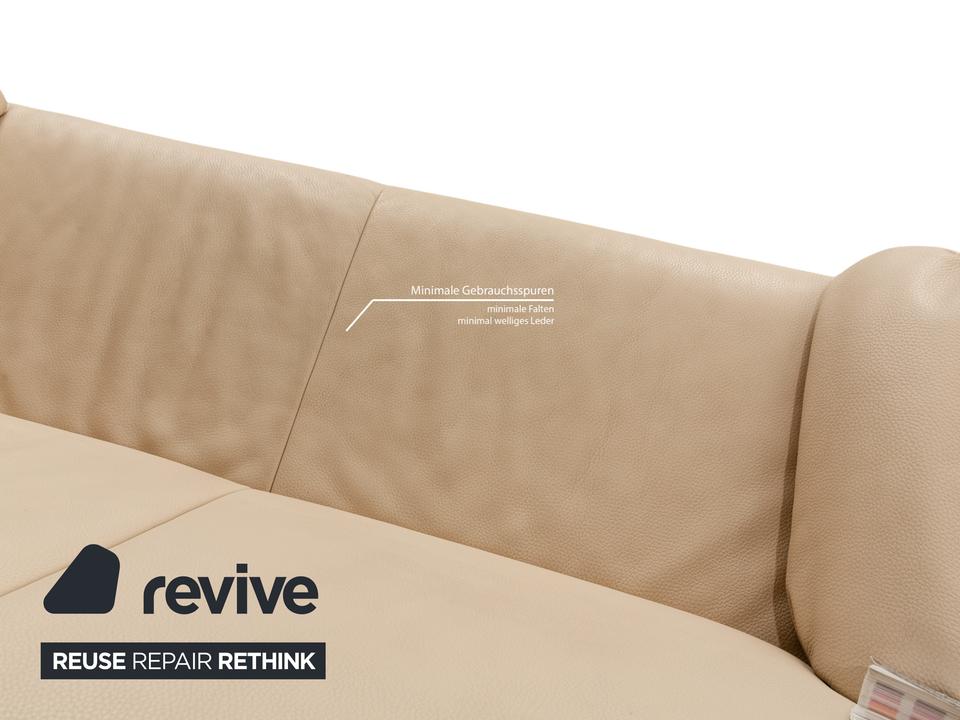 Jori Linea Leder Zweisitzer Creme Beige manuelle Funktion Sofa – Bild 5