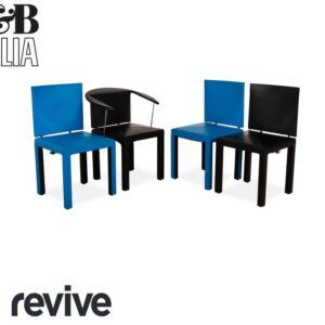 4er Garnitur B&B Italia Arcadia Leder Stuhl Blau Schwarz