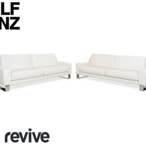 Rolf Benz EGO Leder 2x Dreisitzer Creme Weiß Sofa Couch