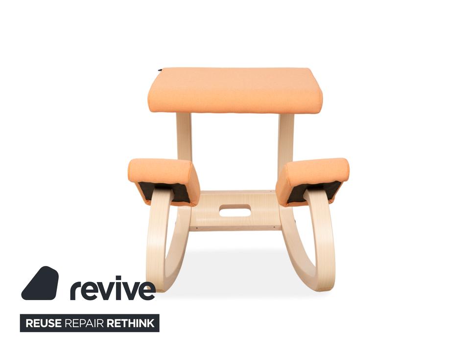 Varier Variable Holz Esche Hocker Natur Stoff Orange Apricot – Bild 9