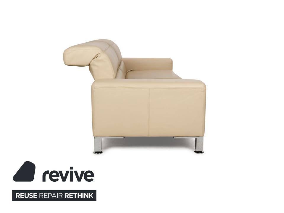 Brühl Alba Leder Dreisitzer Beige Creme manuelle Funktion Sofa – Bild 14