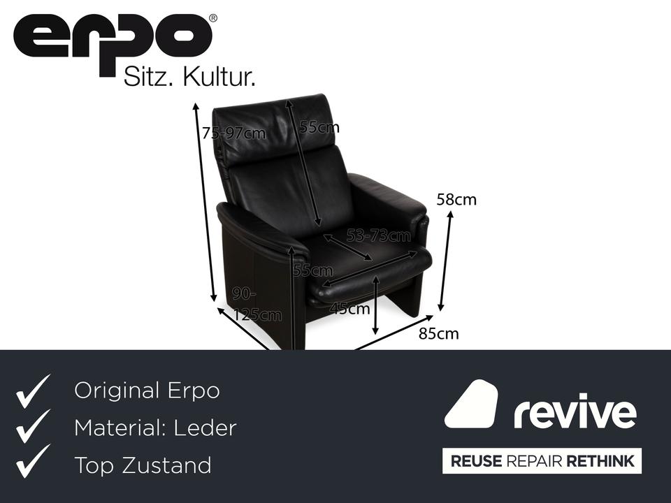 Erpo Chalet Leder Sessel Schwarz – Bild 2