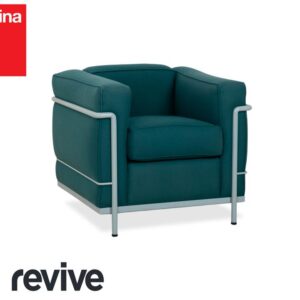 Cassina Le Corbusier LC 2 Stoff Sessel Blau Petrol Bauhaus