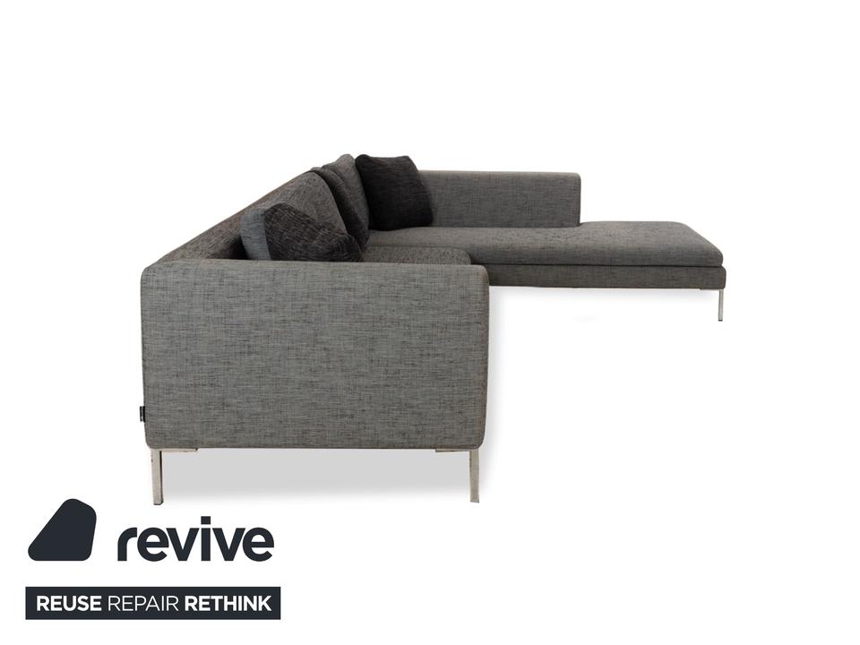 La Nouva Casa Liverpool Ecksofa Sofa Couch Stoff Grau Recamiere – Bild 9